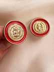 Rood/gouden munt oorbellen