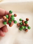Groen/bruine houten clip oorbellen