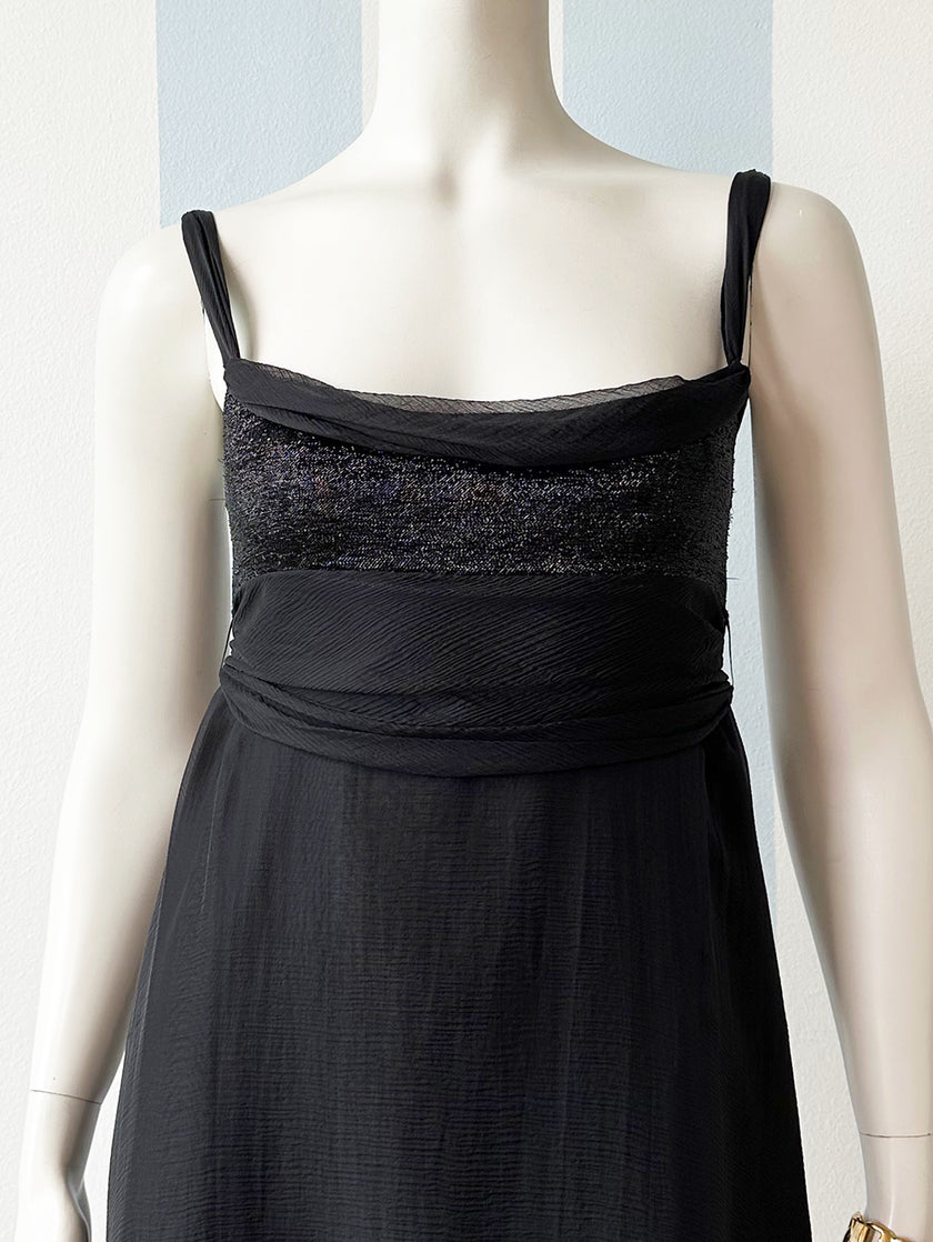 Zwart zijden designer partydress