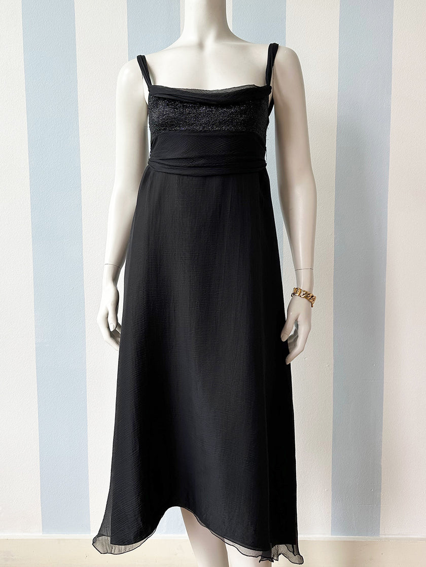 Zwart zijden designer partydress