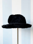 Zwarte fedora van konijnenbont