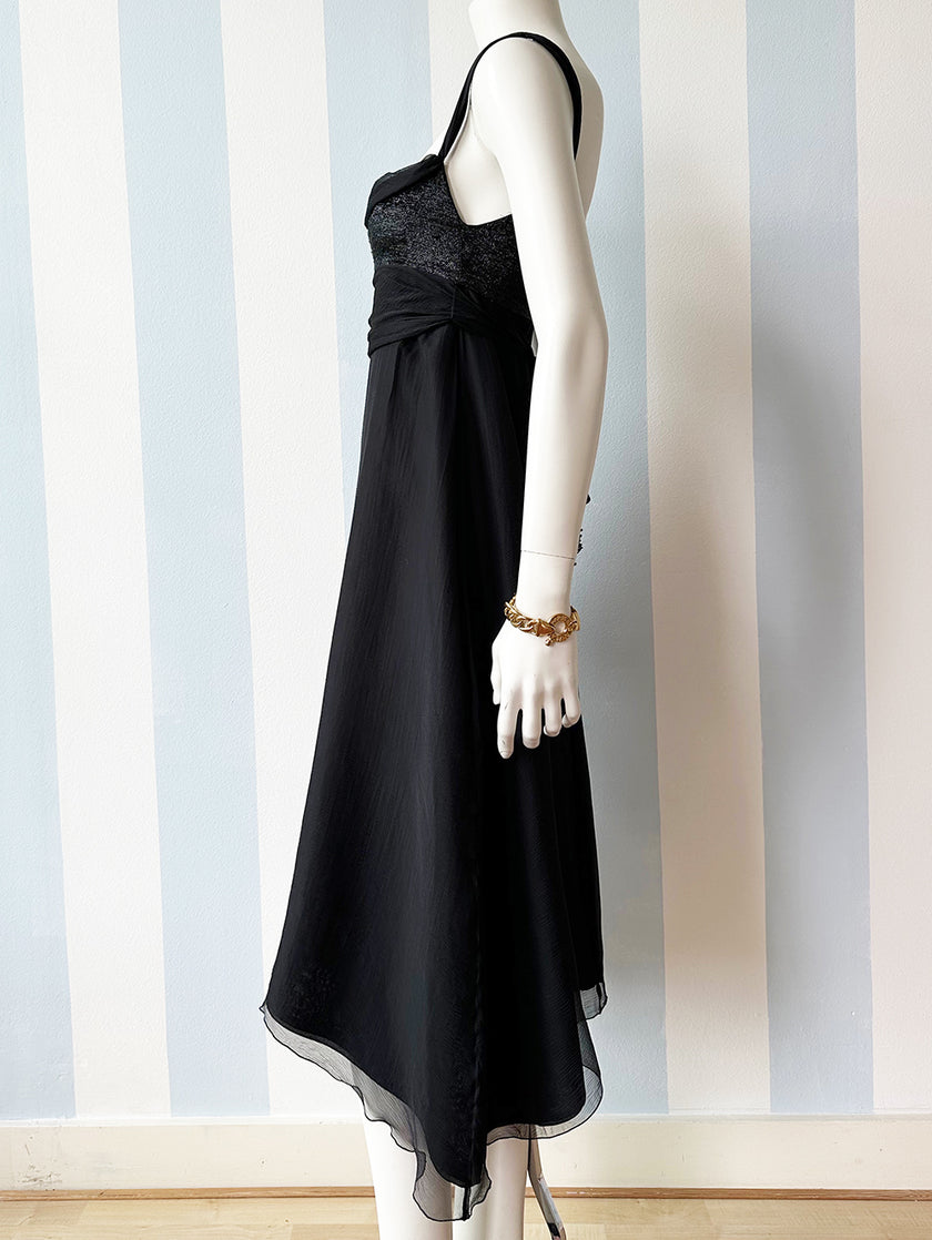 Zwart zijden designer partydress