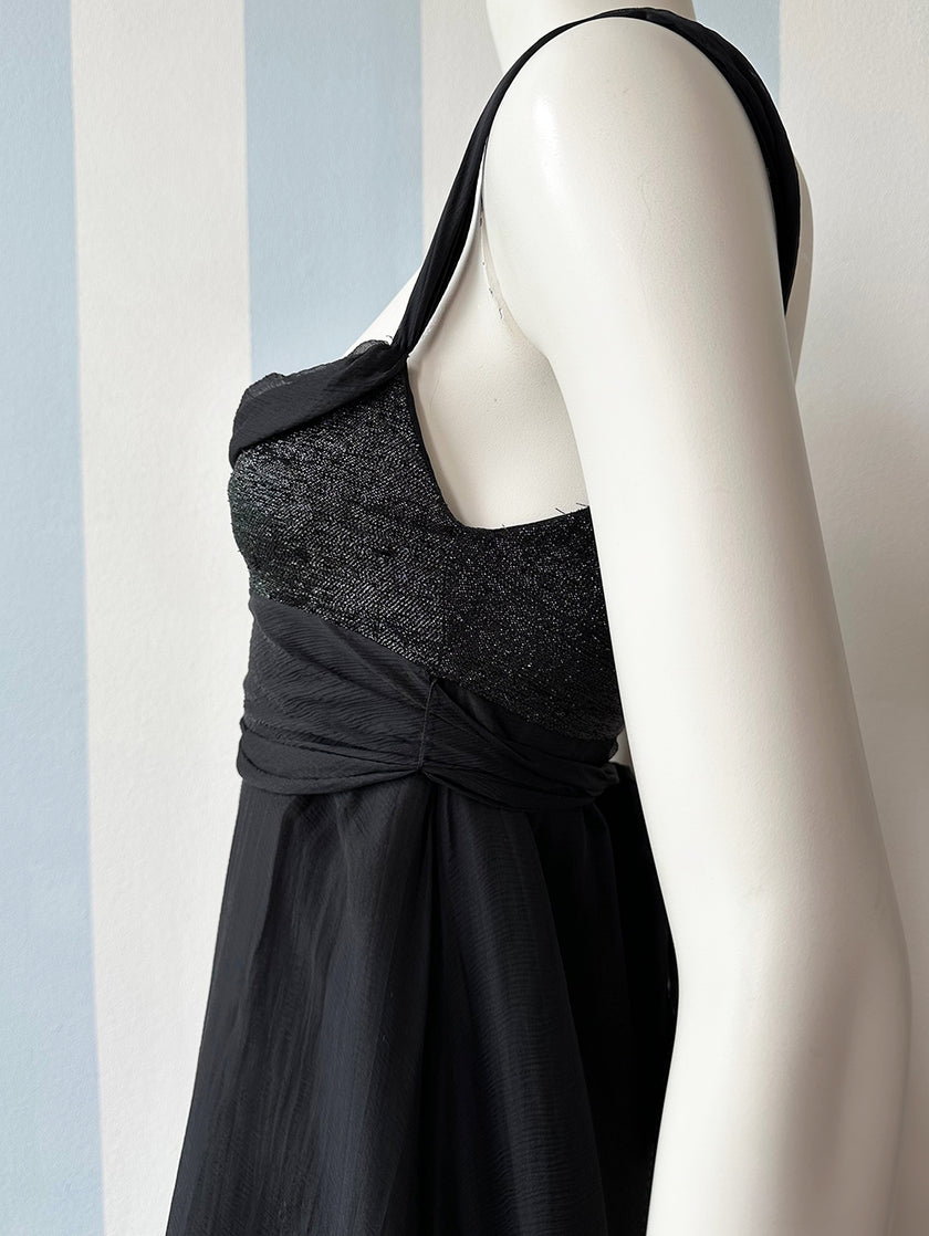 Zwart zijden designer partydress