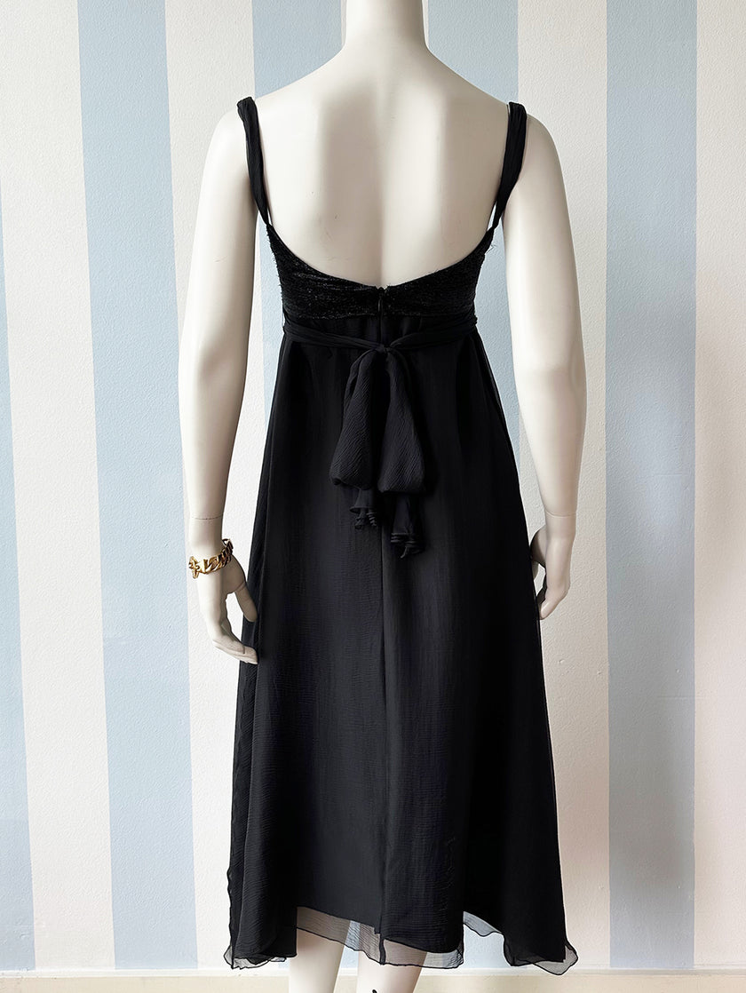 Zwart zijden designer partydress