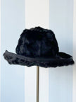 Zwarte fedora van konijnenbont
