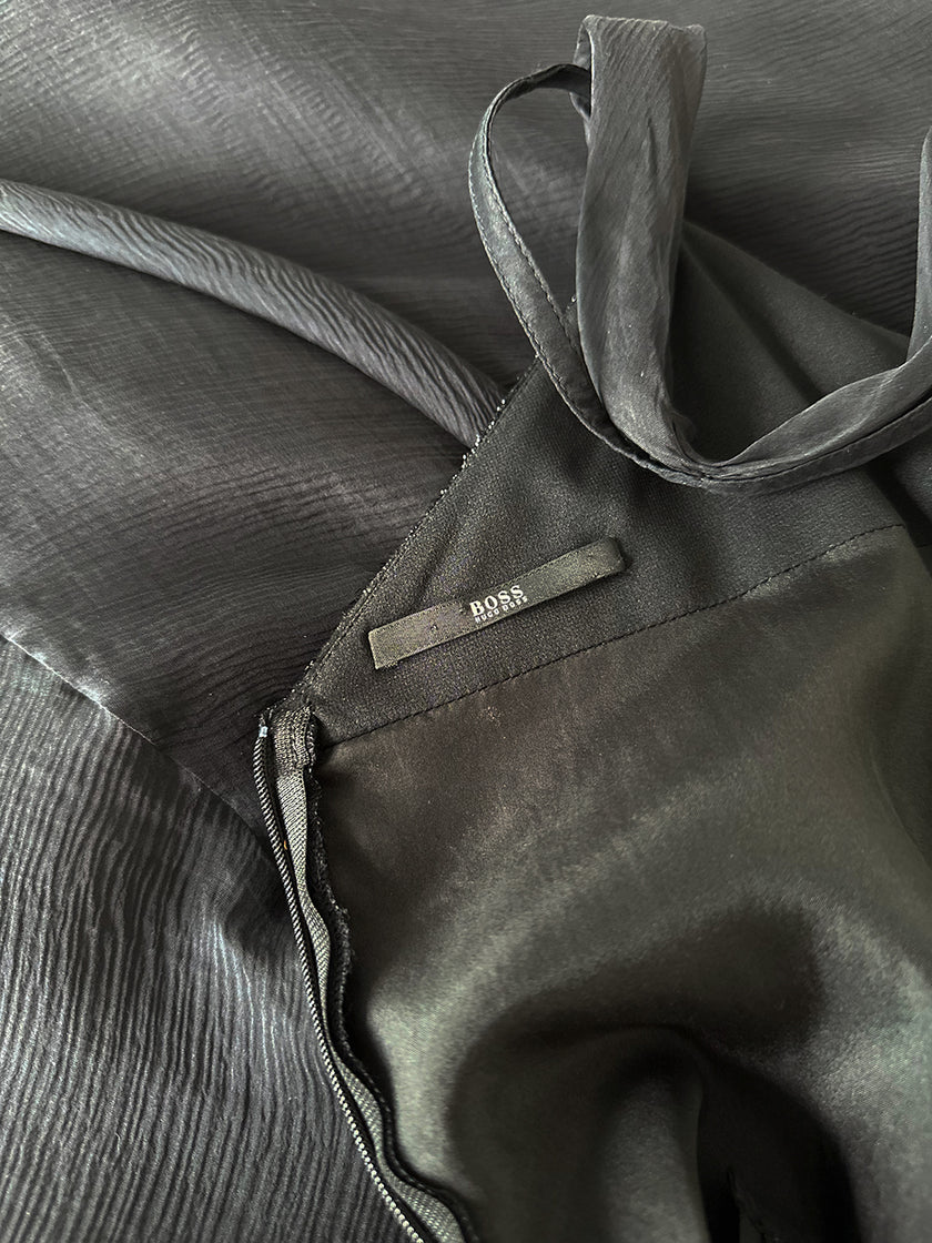 Zwart zijden designer partydress