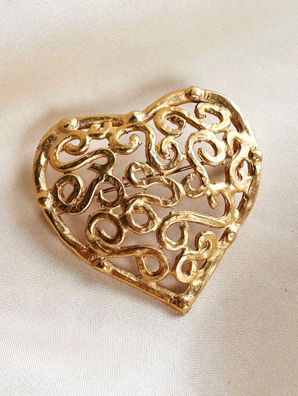 Matgouden hart broche