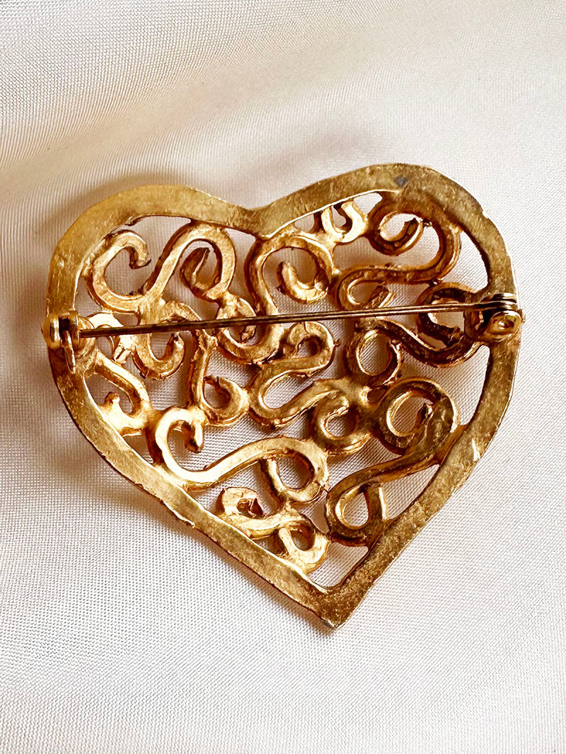 Matgouden hart broche