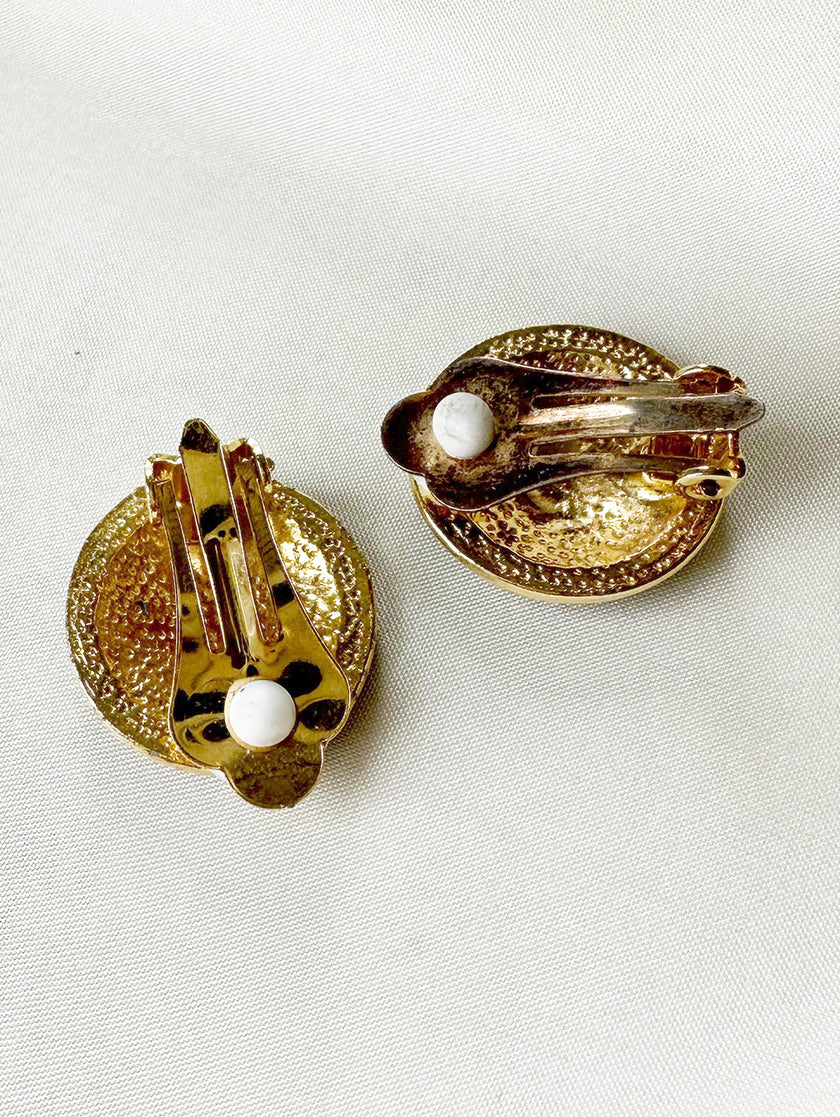 Paars/zwart geëmailleerde clip oorbellen