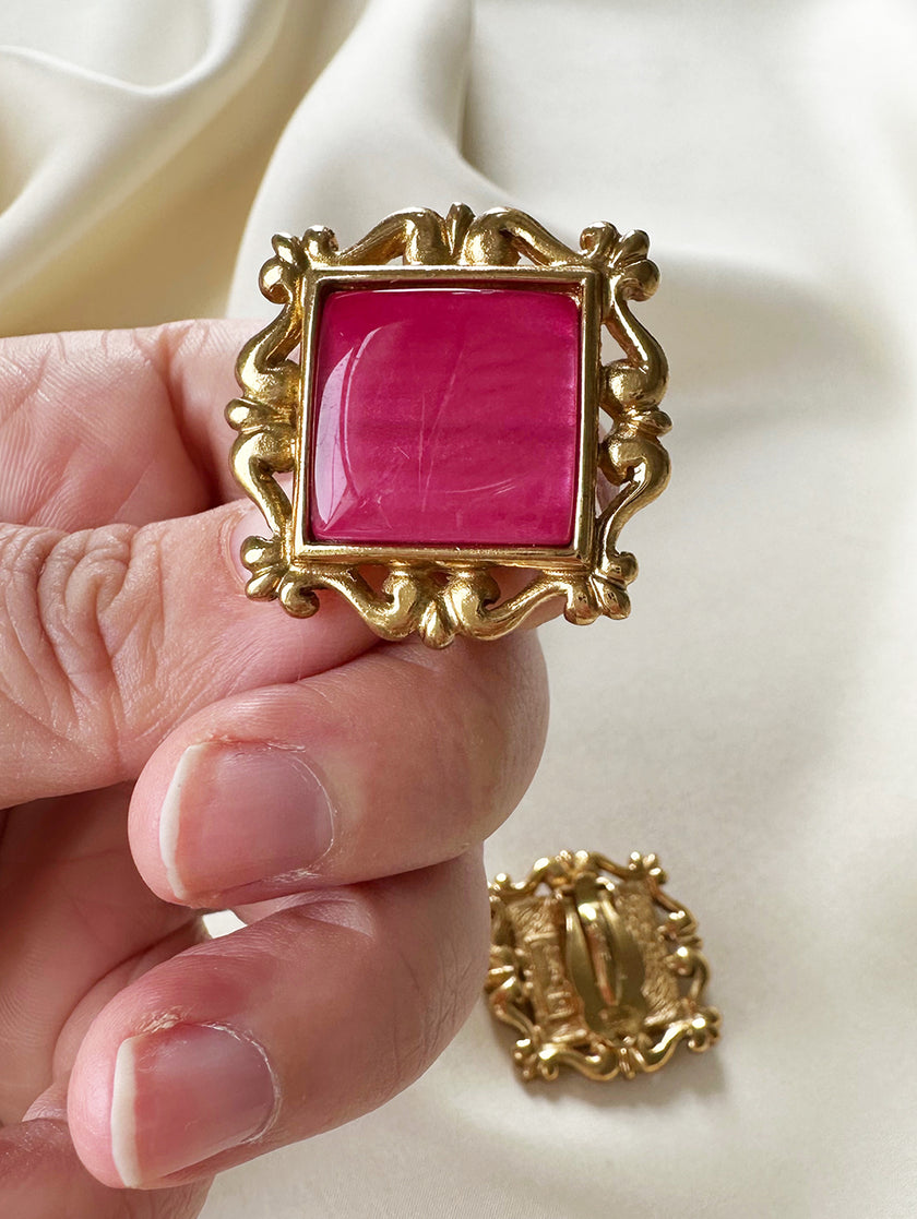 Vergulde designer clip oorbellen