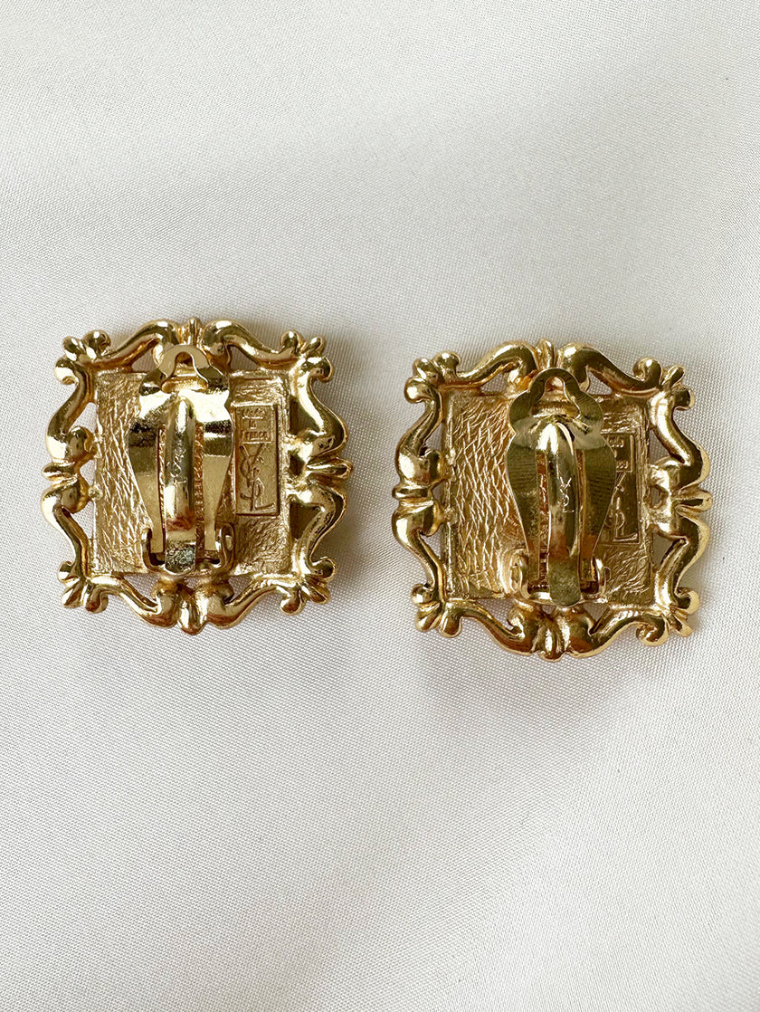 Vergulde designer clip oorbellen