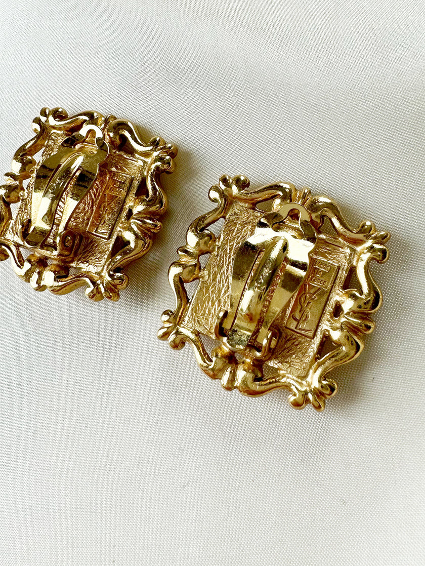 Vergulde designer clip oorbellen