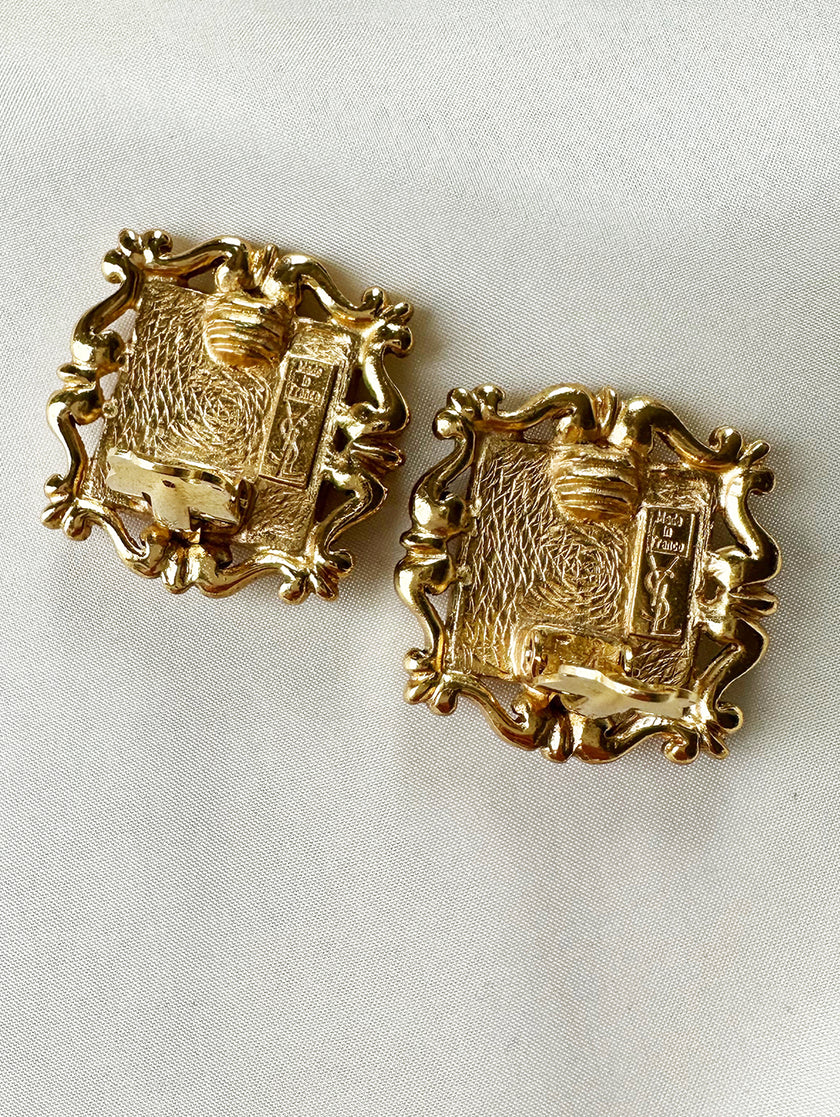 Vergulde designer clip oorbellen