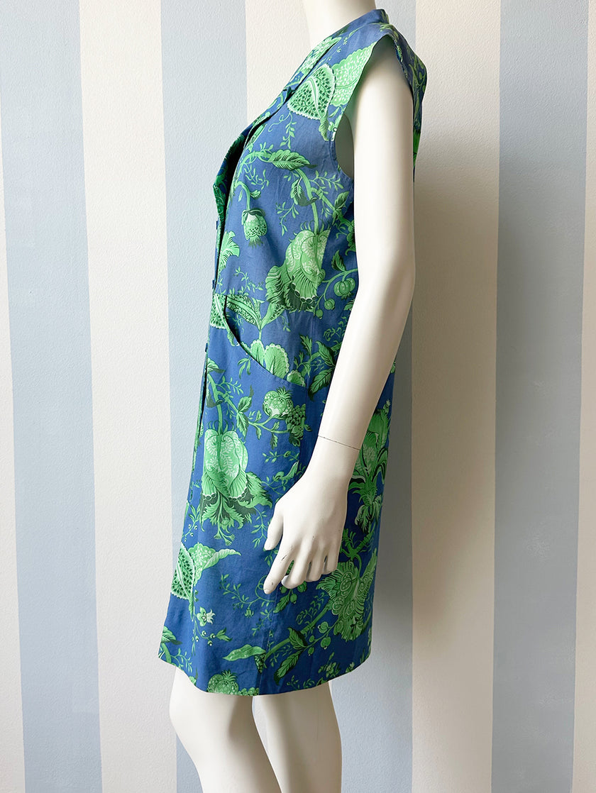 Blauw/groene floral jurk