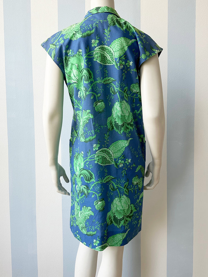 Blauw/groene floral jurk