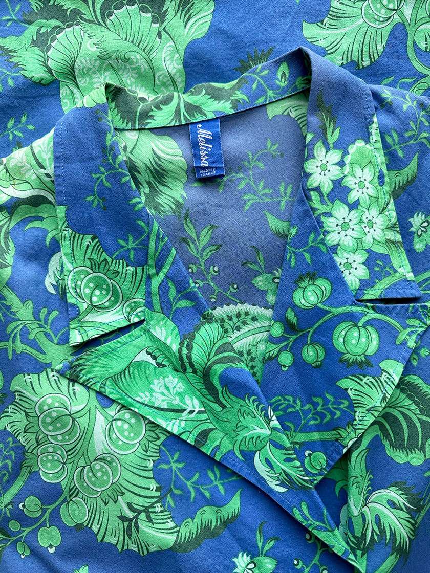 Blauw/groene floral jurk