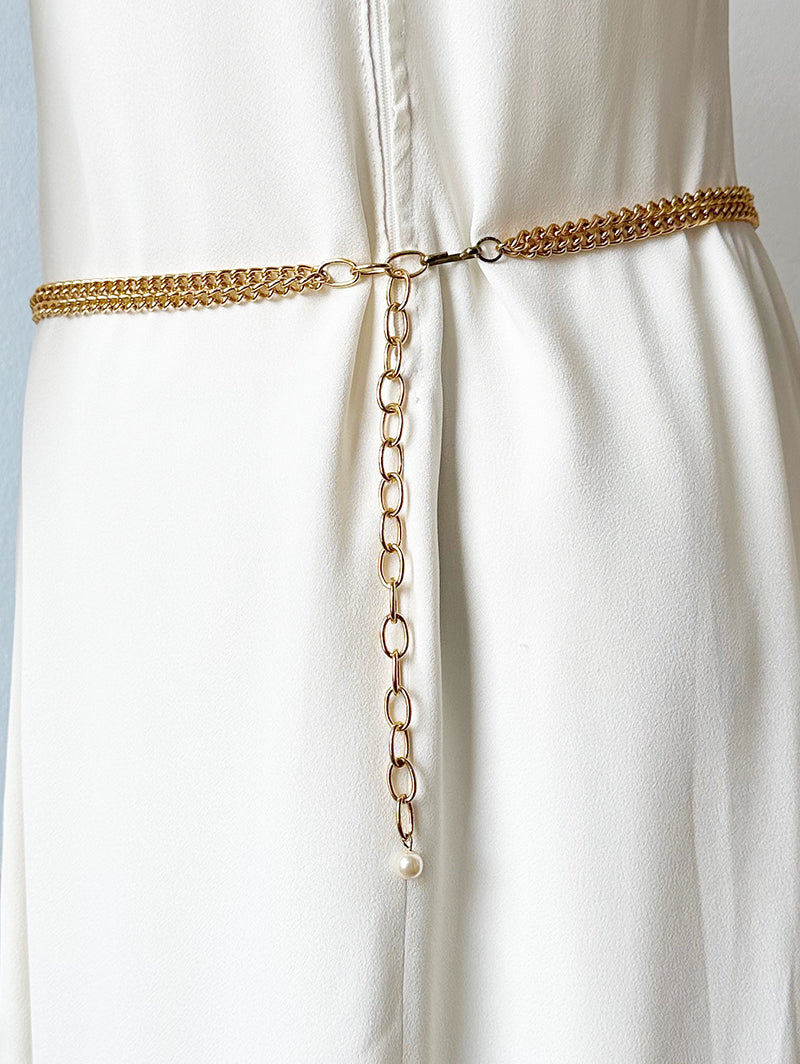 Gouden ceintuur met faux parels