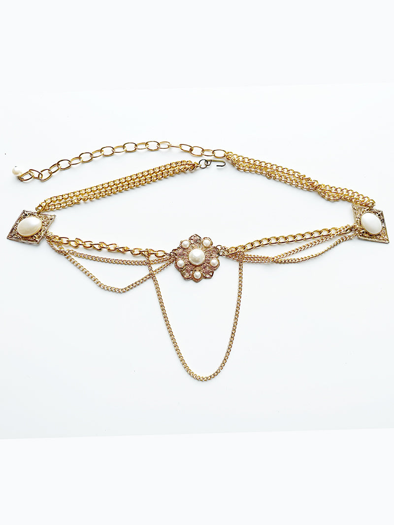 Gouden ceintuur met faux parels