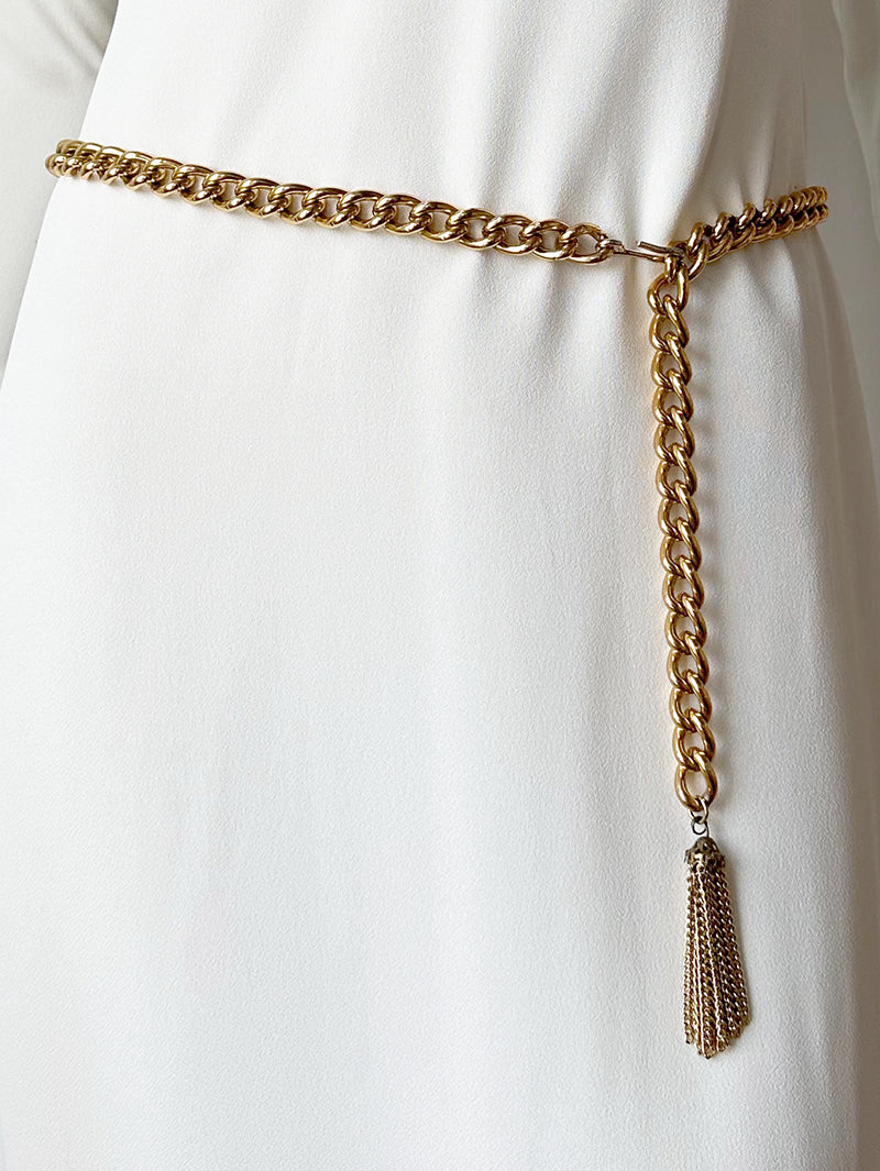 Gouden ketting ceintuur met kwastje