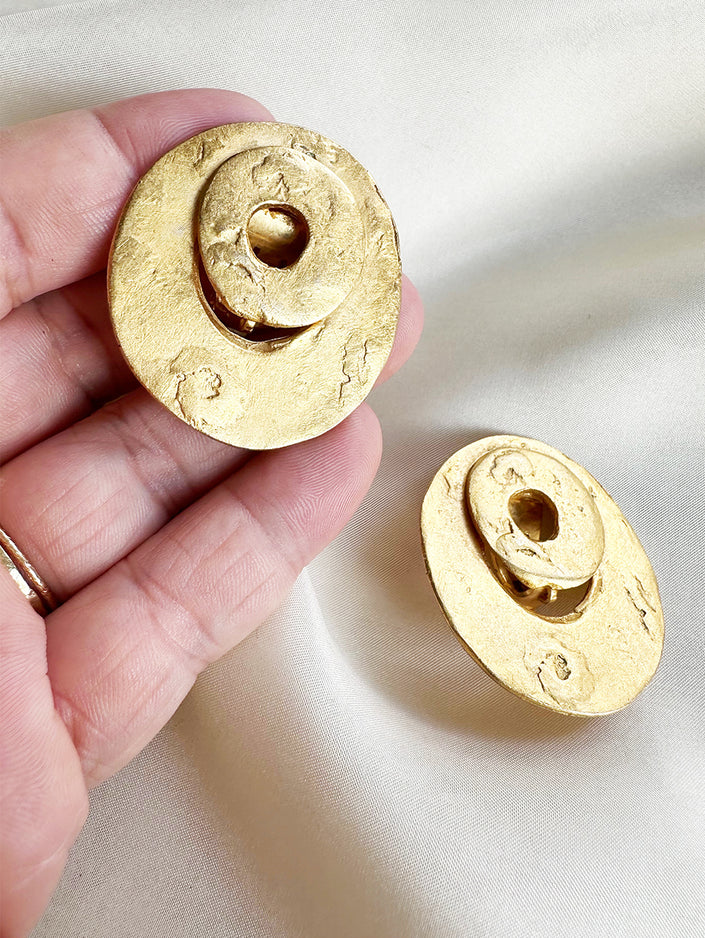 Vergulde designer clip oorbellen
