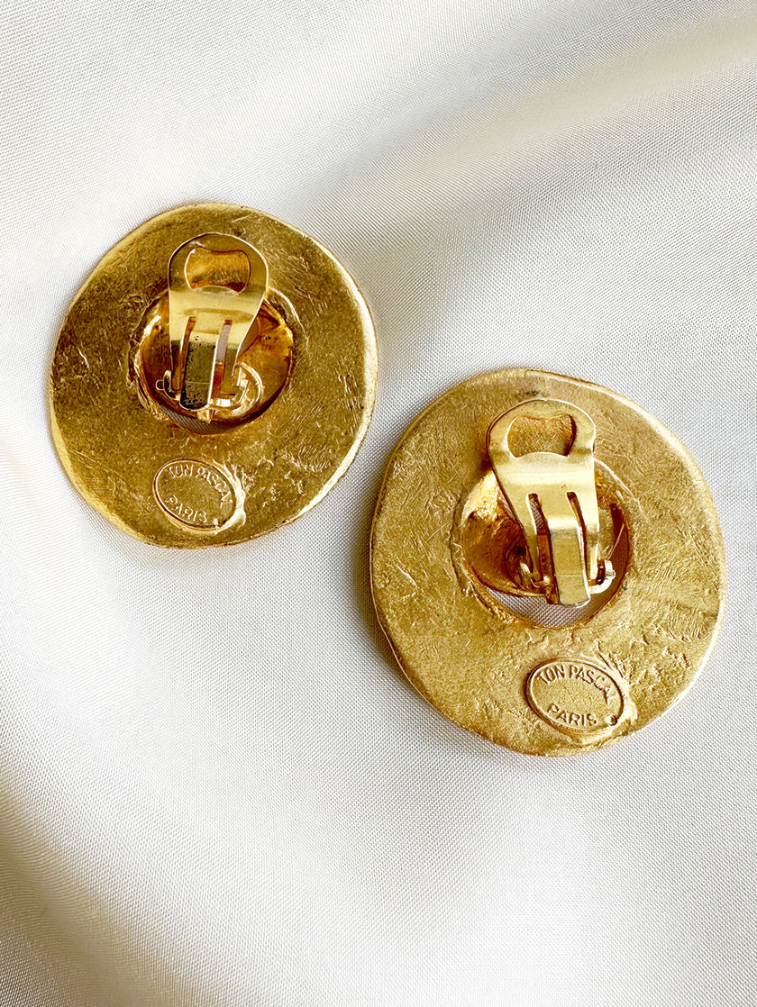 Vergulde designer clip oorbellen