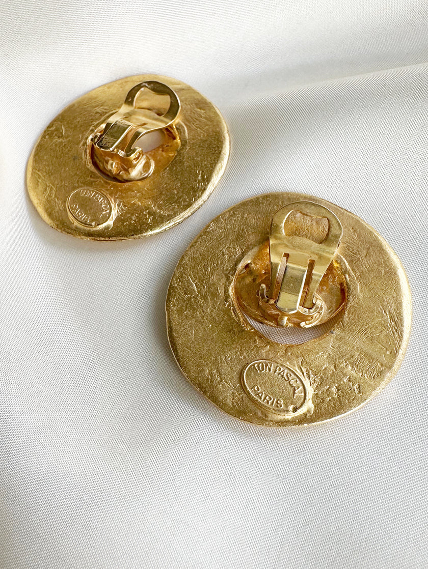 Vergulde designer clip oorbellen