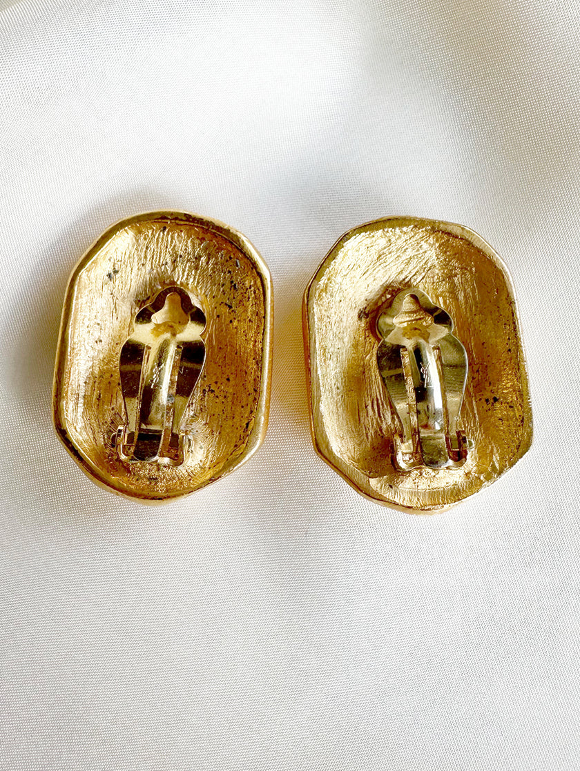 Vergulde designer clip oorbellen