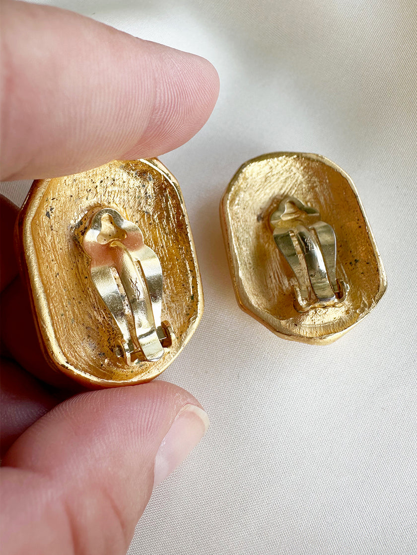 Vergulde designer clip oorbellen