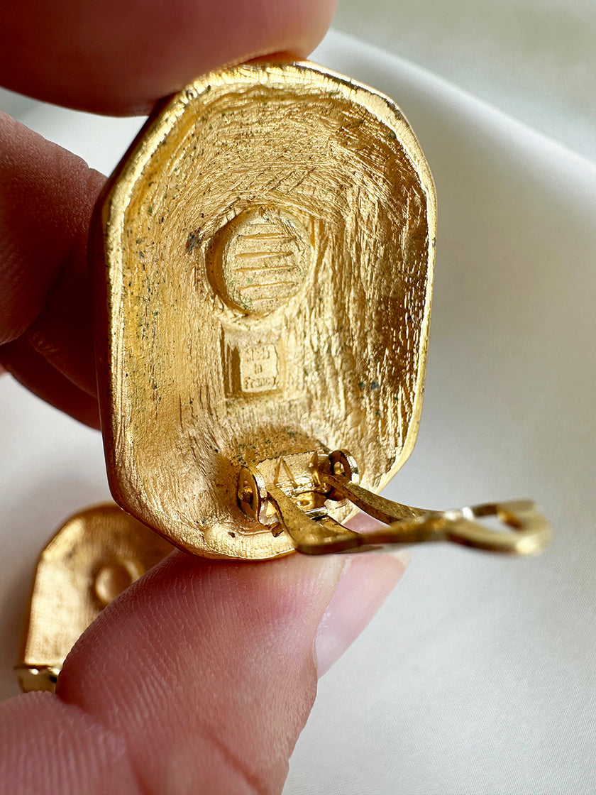 Vergulde designer clip oorbellen