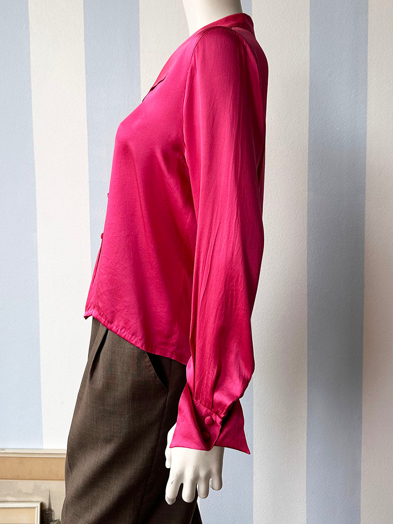 Donkerroze zijden blouse