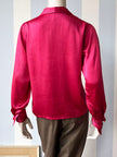 Donkerroze zijden blouse