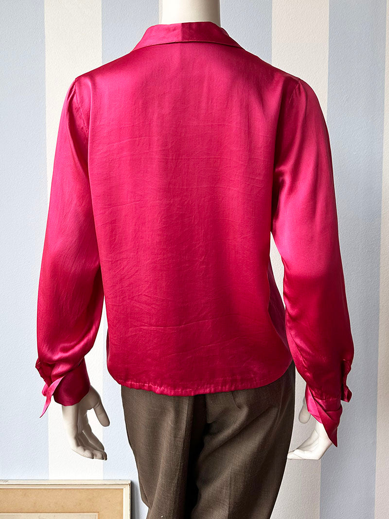 Donkerroze zijden blouse