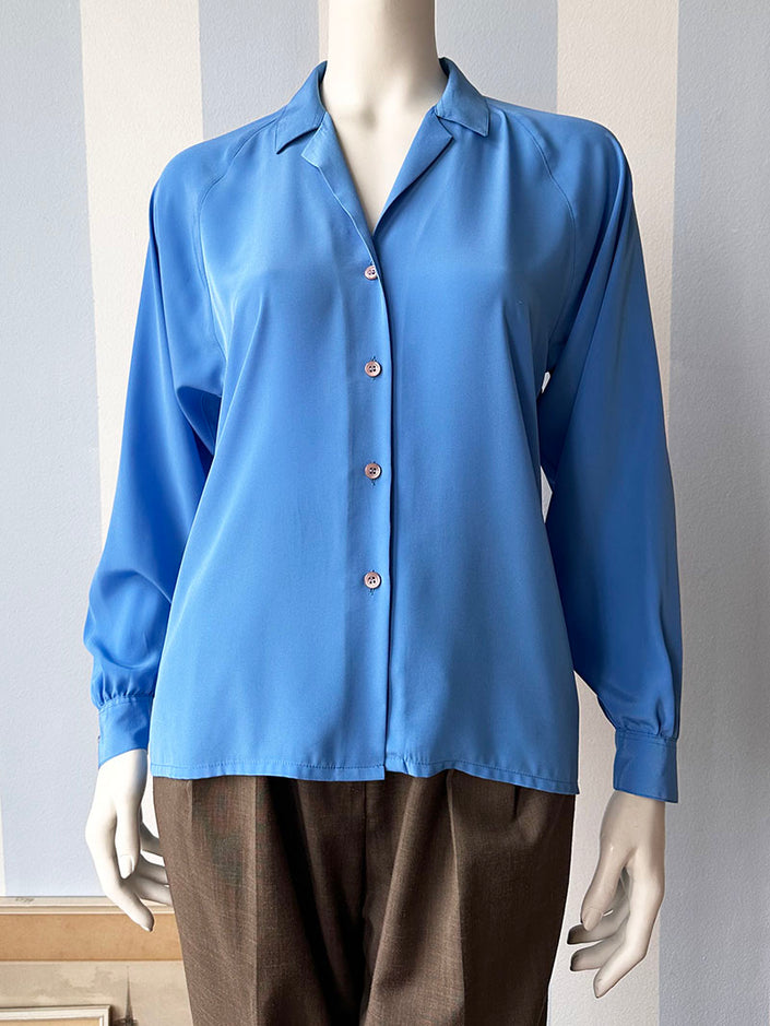 Blauwe vintage blouse