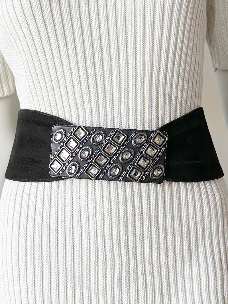 Zwarte brede leren riem