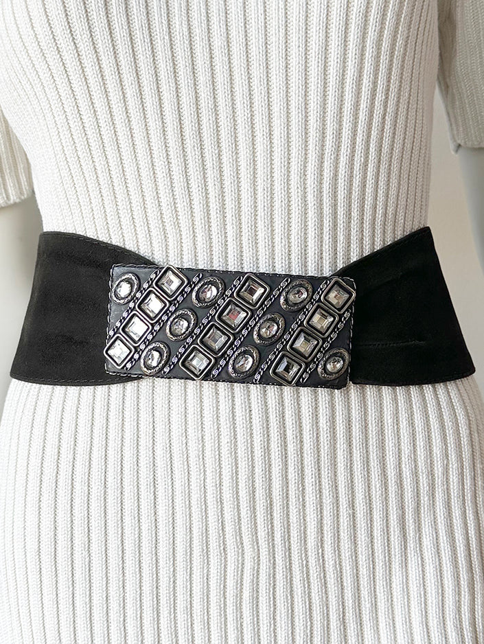 Zwarte brede leren riem