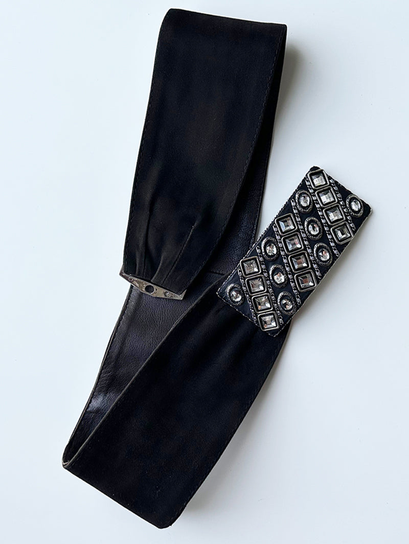 Zwarte brede leren riem