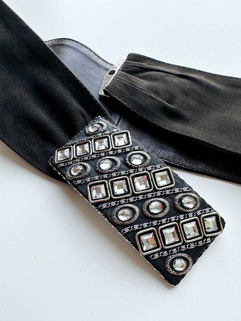 Zwarte brede leren riem