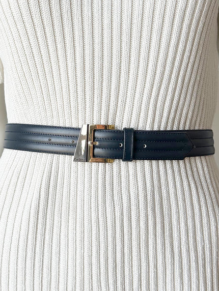 Donkerblauwe leren designer ceintuur