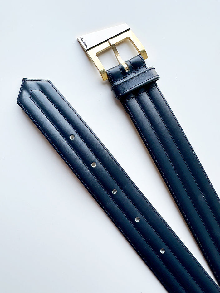 Donkerblauwe leren designer ceintuur