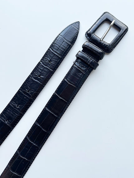 Zwarte leren kroko riem