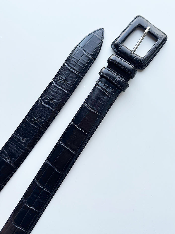 Zwarte leren kroko riem