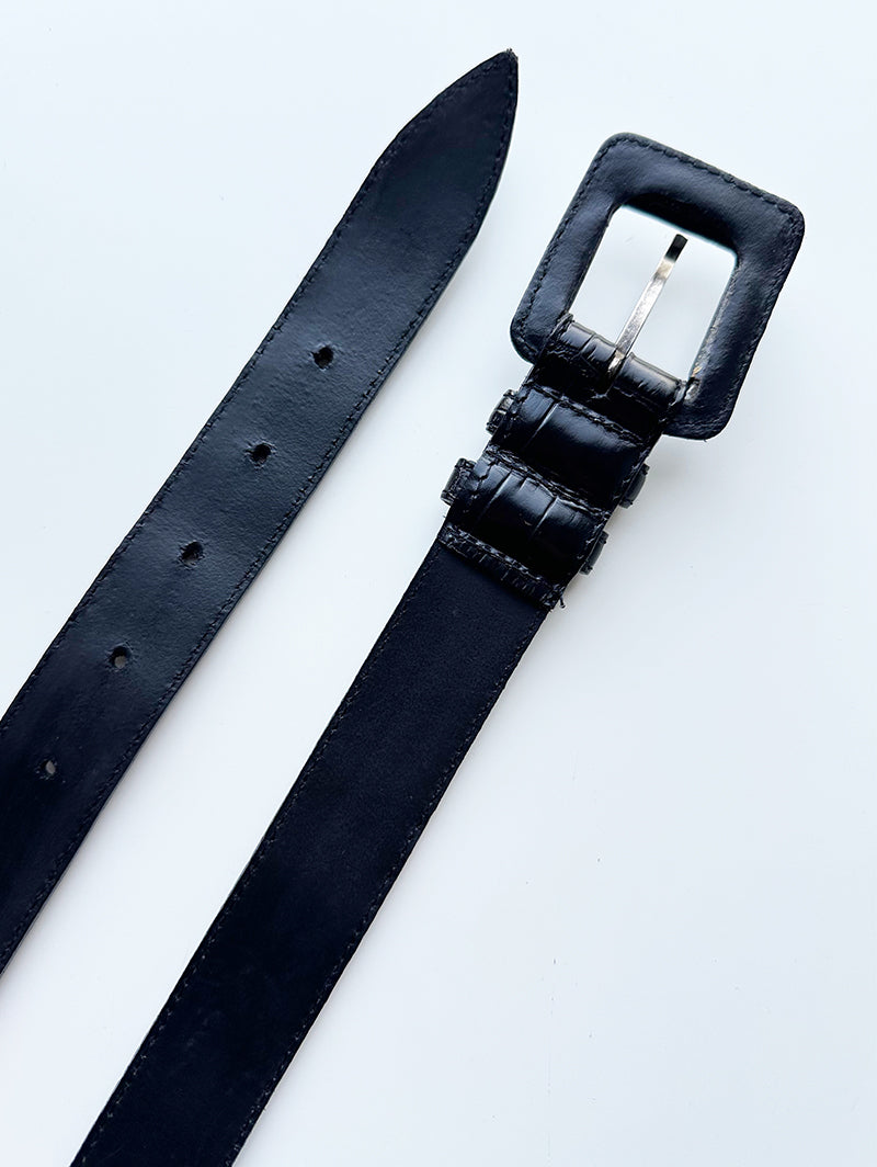 Zwarte leren kroko riem