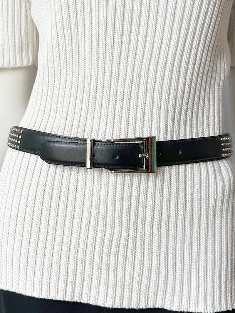 Zwarte leren ceintuur met studs