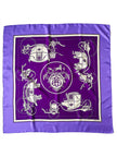 Paarse zijden designer sjaal Ex Libris