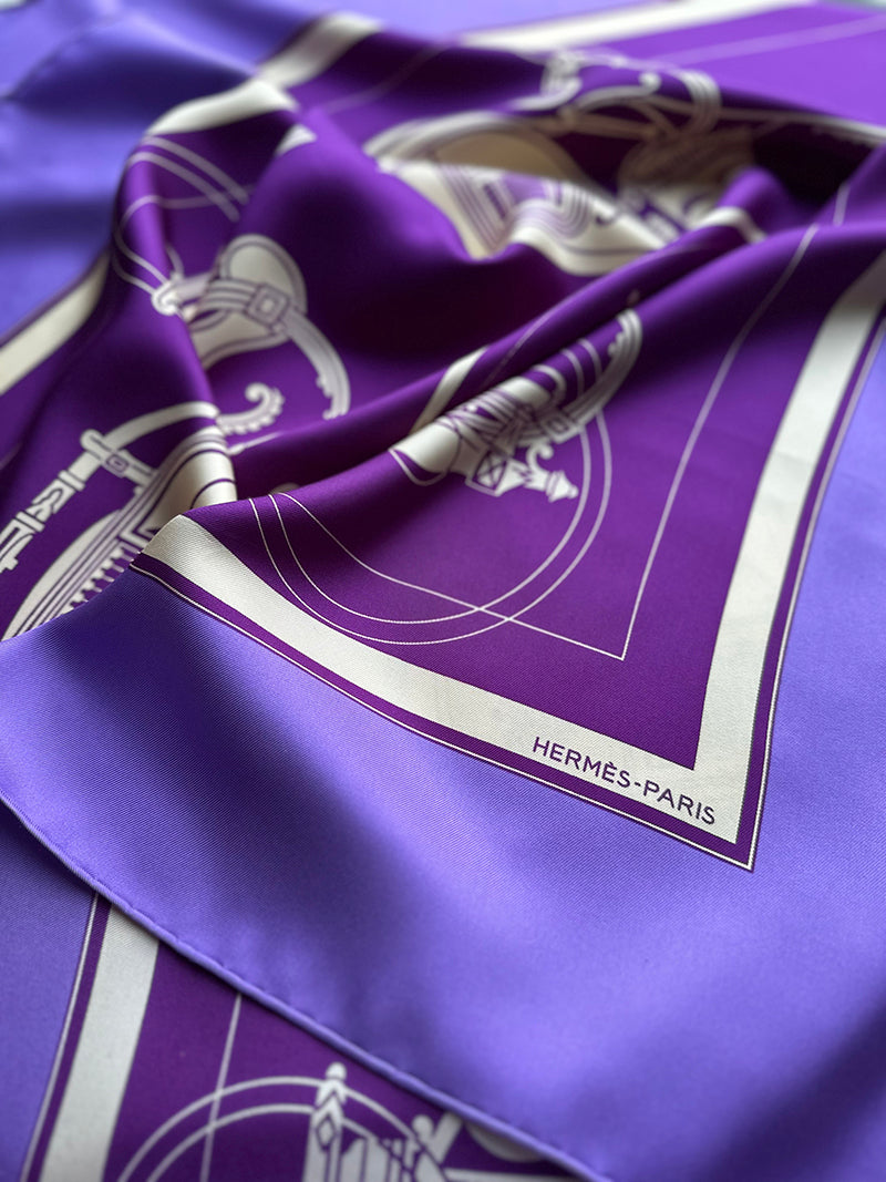 Paarse zijden designer sjaal Ex Libris