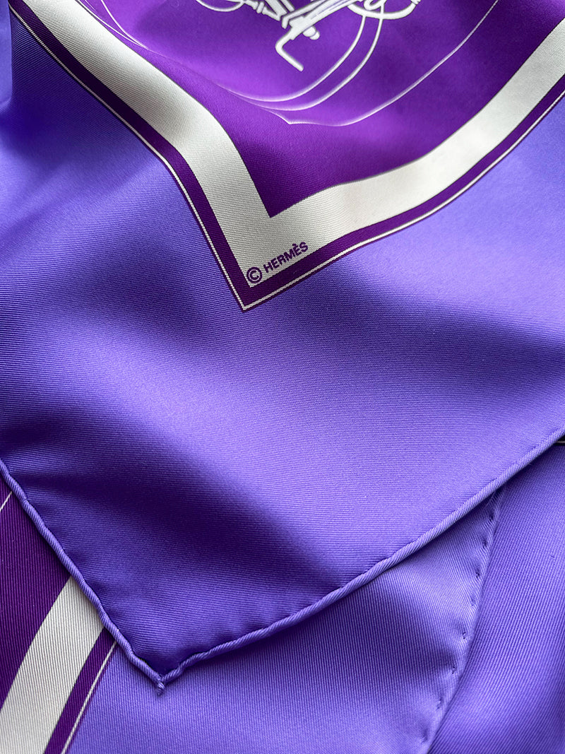 Paarse zijden designer sjaal Ex Libris