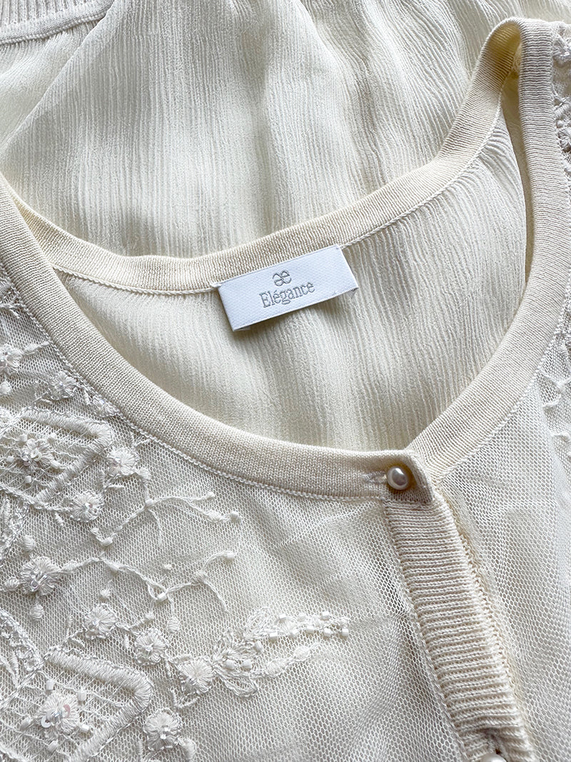 Zijden top met kraaltjes