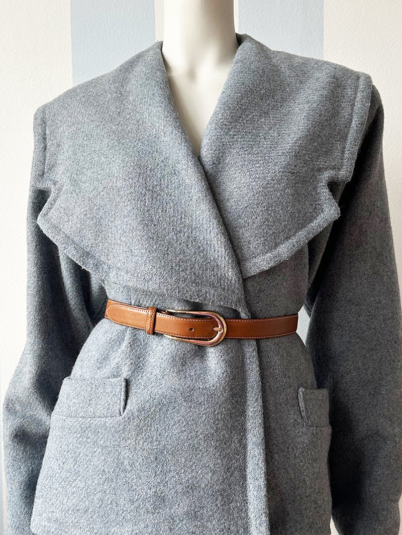 Ijsblauw wollen winterjas