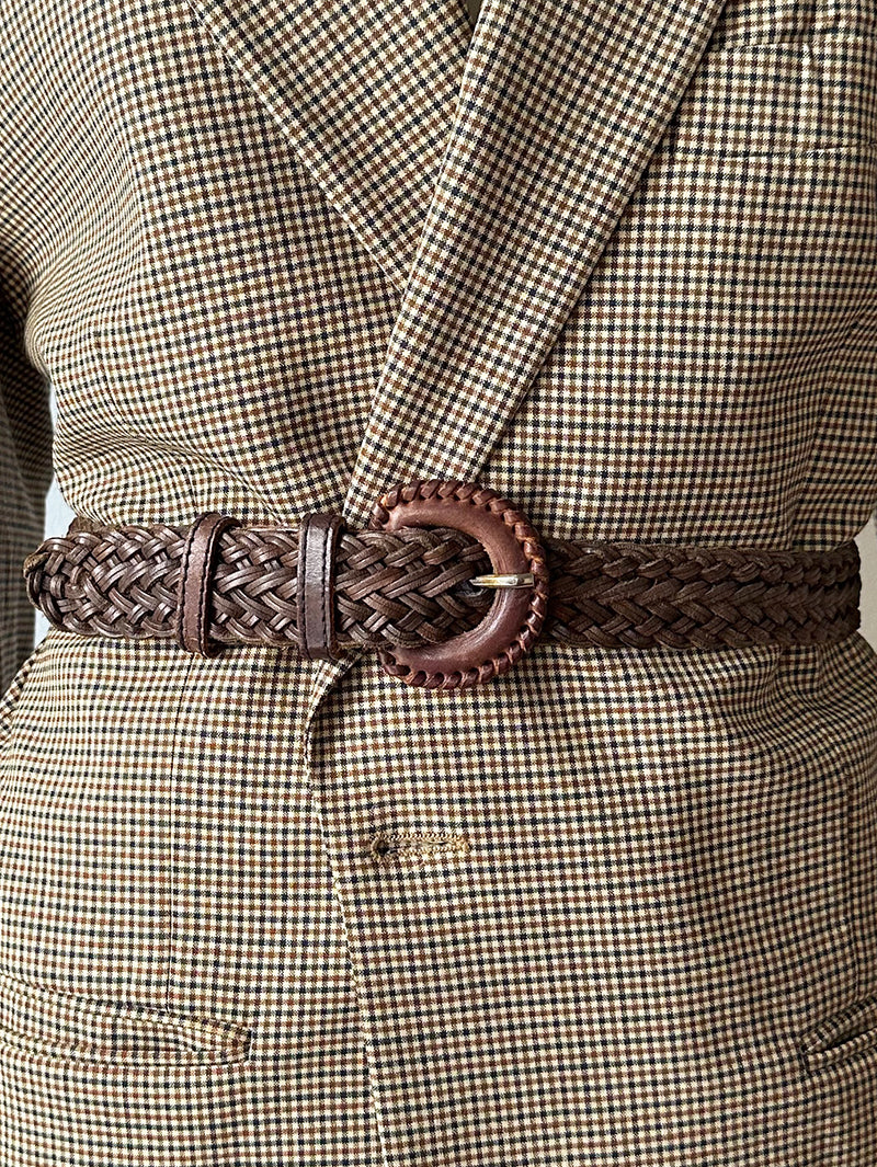 Bruine gevlochten riem