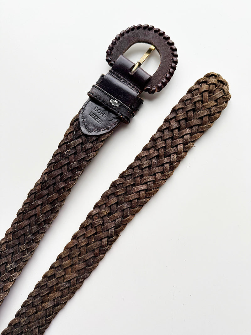 Bruine gevlochten riem